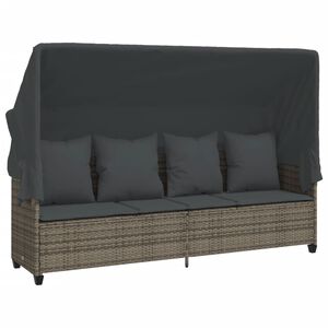 vidaXL Sols&auml;ng med tak och dynor beige konstrotting