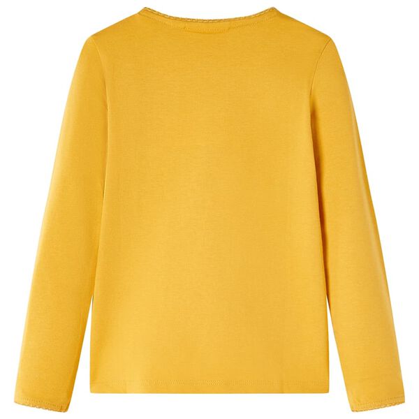 T-shirt med långa ärmar för barn mörk ockra 92