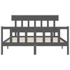 vidaXL Sängram med huvudgavel grå massivt trä