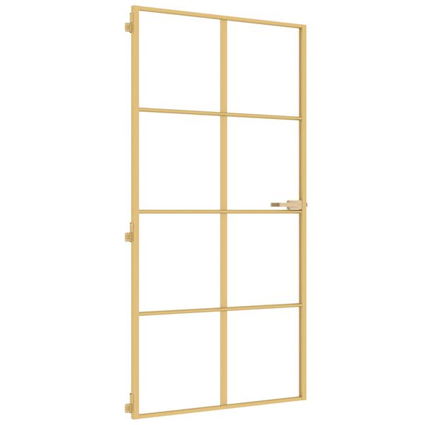 vidaXL Innerd&ouml;rr guld 102,5x201,5 cm h&auml;rdat glas och aluminium slim