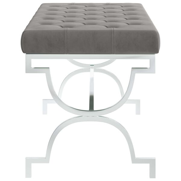 vidaXL B&auml;nk 99 cm gr&aring; sammet och rostfritt st&aring;l