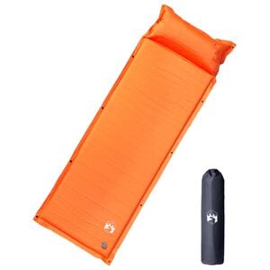 vidaXL Sj&auml;lvuppbl&aring;sande campingmadrass med kudde 1 person orange