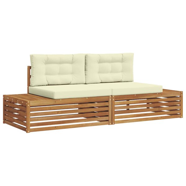 vidaXL Utomhussoffset med kudde 2 Stycke Naturlig och Gr&auml;dde
