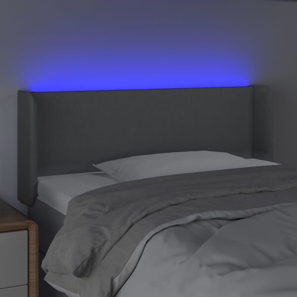 vidaXL Sänggavel LED ljusgrå 93x16x78/88 cm tyg