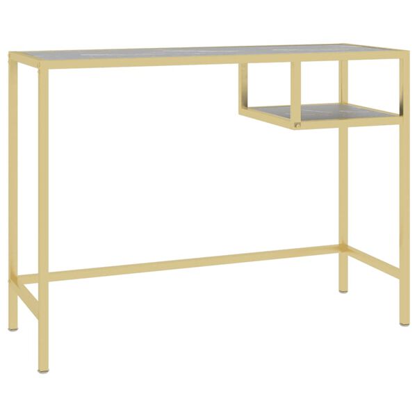 vidaXL Datorbord svart marmor 100x36x74 cm h&auml;rdat glas