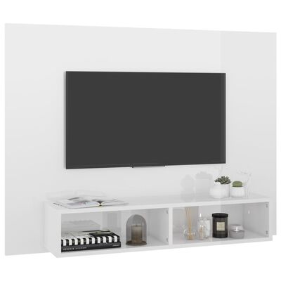 vidaXL Väggmonterat tv-skåp vit högglans 120x23,5x90 cm spånskiva