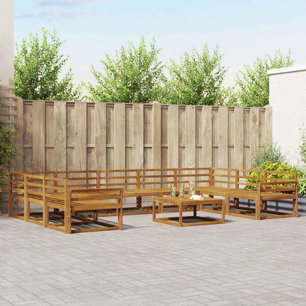 vidaXL Utomhussoffset 10 pcs Naturf&auml;rg Massivt Akaciatr&auml;