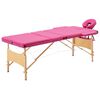 vidaXL Hopf&auml;llbar massageb&auml;nk 3 sektioner tr&auml; rosa