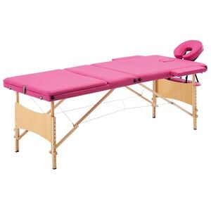 vidaXL Hopf&auml;llbar massageb&auml;nk 3 sektioner tr&auml; rosa