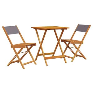 vidaXL Caf&eacute;set 3 delar antracit tyg och massivt tr&auml;