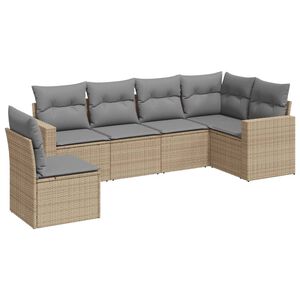 vidaXL Soffgrupp f&ouml;r tr&auml;dg&aring;rden med dynor 6 delar beige konstrotting