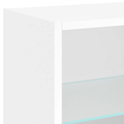 vidaXL Väggmonterade sängbord med LED-lampor vit
