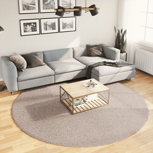 vidaXL Matta l&aring;ngluggad modern beige &Oslash; 240 cm
