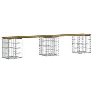 vidaXL Trädgårdsbänk gabion-design 203x31x42 cm tryckimpregnerad furu