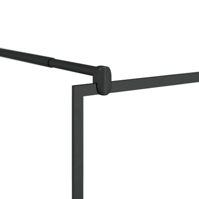 vidaXL Duschvägg med hylla svart 100x195 cm ESG-glas&aluminium