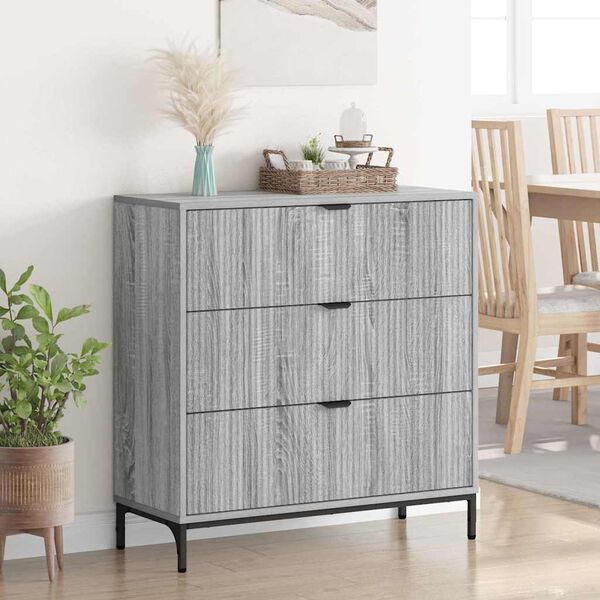 vidaXL Sideboard med l&aring;da Gr&aring; Sonoma 79,5 x 33 x 82 cm Konstruerat tr&auml;