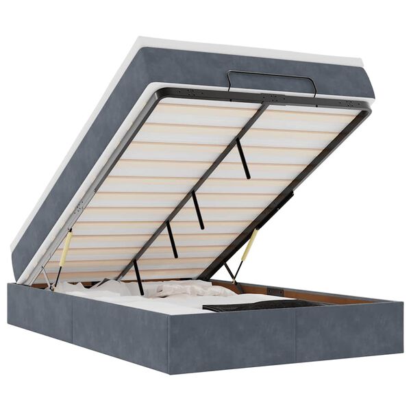 vidaXL Ottoman s&auml;ngram med madrass m&ouml;rkgr&aring; 120x200 cm sammet