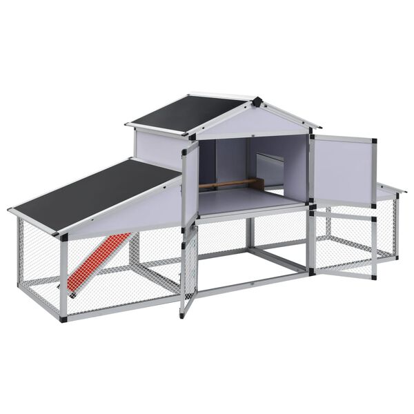 vidaXL Hönshus i aluminium med uteplats och värprede aluminium