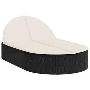 vidaXL Dubbel sols&auml;ng med dynor svart konstrotting