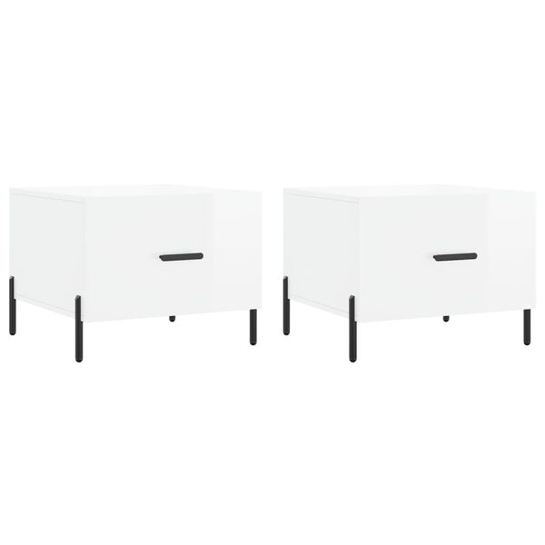 vidaXL Soffbord 2 st vit h&ouml;gglans 50x50x40 cm konstruerat tr&auml;