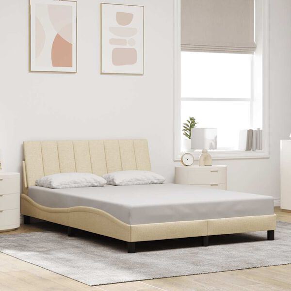 vidaXL Bed Frame without Mattress "Hanko" Cream 140x200cm Fabric