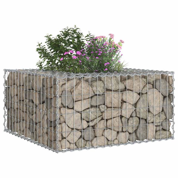vidaXL Gabion upph&ouml;jd s&auml;ng Silver 80 x 80 x 40 cm Galvaniserat St&aring;l