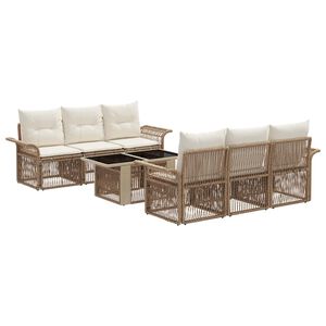 vidaXL Tr&auml;dg&aring;rdsoffset 7 st Beige och kr&auml;mvit konstrotting