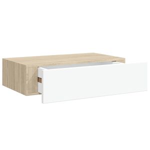 vidaXL V&auml;ggmonterad l&aring;dhylla ek och vit 40x23,5x10cm MDF