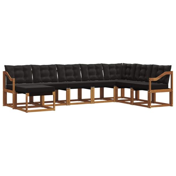 vidaXL Utomhussoffset med kudde 8 pcs Naturlig och svart
