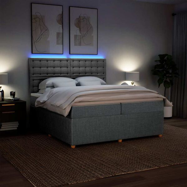 vidaXL Rams&auml;ng med madrass ljusgr&aring; 200x200 cm tyg