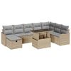 vidaXL Tr&auml;dg&aring;rdsoffset med kudde med lagring 9 pcs Beige Poly rattan