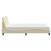 vidaXL Bed with Mattress "Hanko" Cream 140x190 cm Fabric