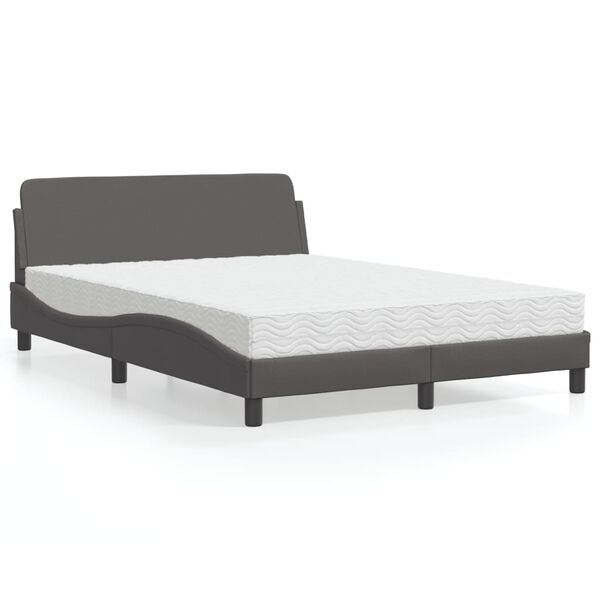 vidaXL Bed with Mattress "Dover" Grey 120x200 cm Faux Leather
