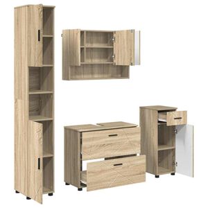 vidaXL Badrumsm&ouml;belset 4 st Sonoma-ek 35 x 30 x 192 cm