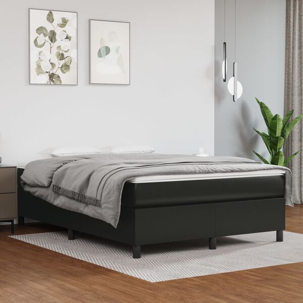 vidaXL Boxspring-sängram svart 140x200 cm konstläder