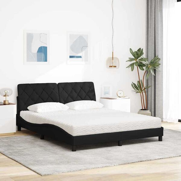 vidaXL Bed with Mattress Black 160x200 cm Fabric
