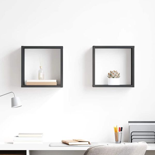 vidaXL V&auml;gghylla kubformad 2 st gr&aring; 30x15x30