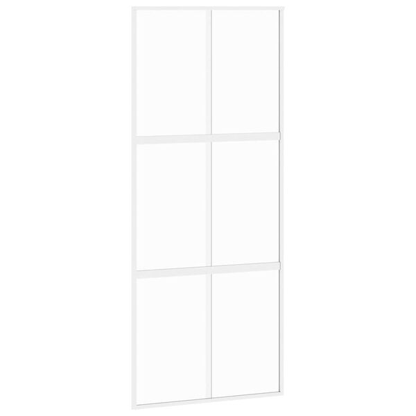vidaXL Skjutd&ouml;rr vit 90x205 cm h&auml;rdat glas och aluminium