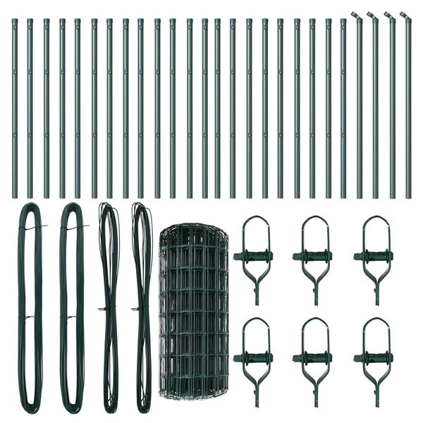 vidaXL St&auml;ngsel med stolpe Gr&ouml;n 0,4 x 50 m St&aring;l och PVC