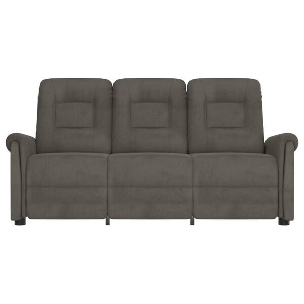 vidaXL Massagefåtölj 3-sits mörkgrå mikrofibertyg