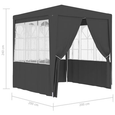vidaXL Professionellt partytält med väggar 2x2 m antracit 90 g/m²