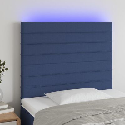 vidaXL Huvudgavel LED blå 100x5x118/128 cm tyg