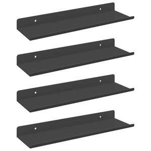 vidaXL Flytande hylla V&auml;ggmonterad 4 pcs Svart 30 x 9 x 2,5 cm St&aring;l