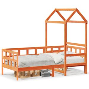 vidaXL Dagb&auml;dd med tak vaxad brun 90x200 cm massiv furu