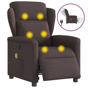 vidaXL Elektrisk massagef&aring;t&ouml;lj m&ouml;rkbrun tyg