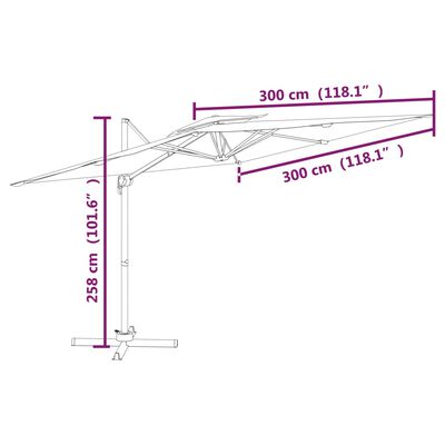 vidaXL Frihängande parasoll med ventilation antracit 300x300 cm