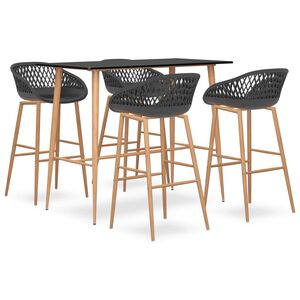 vidaXL Bargrupp 5 delar svart och gr&aring;