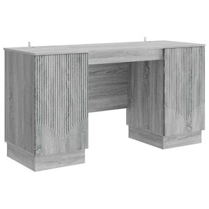vidaXL Skrivbord Gr&aring; sonoma-ek 142,5 x 50 x 75 cm Konstruerat tr&auml;