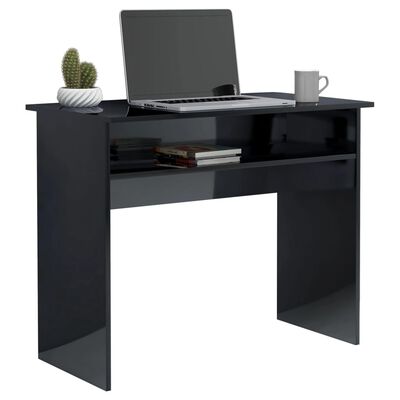 vidaXL Skrivbord svart högglans 90x50x74 cm konstruerat trä