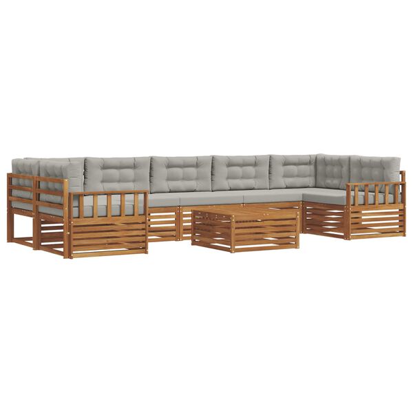 vidaXL Utomhussoffset med kudde 8 pcs Naturlig och Ljus Gr&aring;